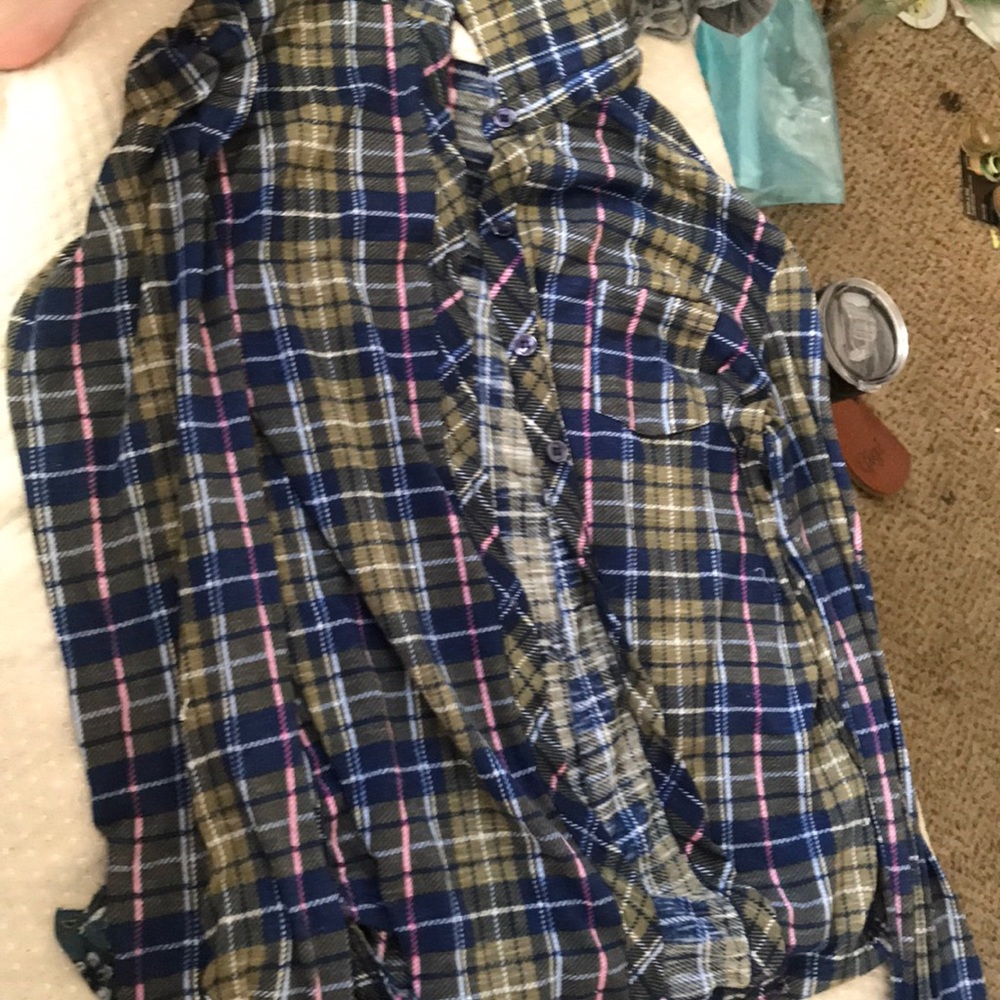 derek hearts green blue pink white flannel